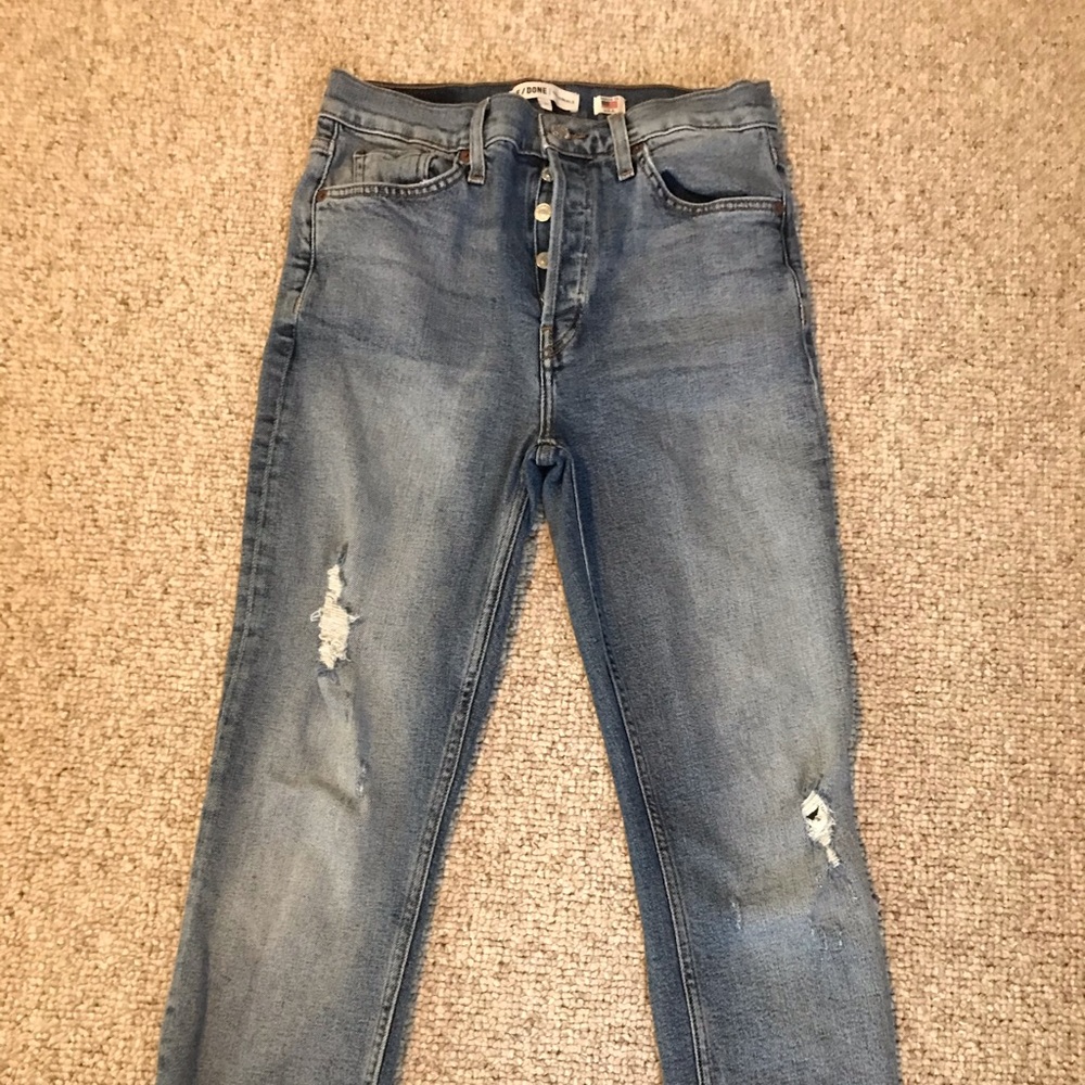 Re/done High Rise Ankle Crop Stretch Jeans